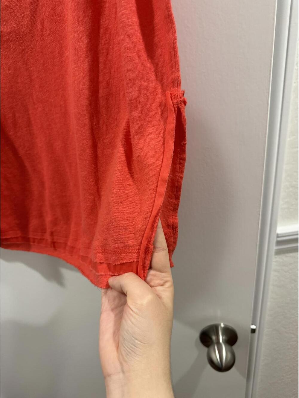 NWT Free People Love Language Red Linen Scoop Neck Henley Tank Top Small - Picture 7 of 9